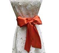 LORDRIE Frauen Satin Schärpe Gürtel Für Braut Brautjungfer Kleider Mädchen Taille Gürtel Für Besondere Anlässe, Orange/Abendrot im Zickzackmuster (Sunset Chevron), M