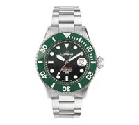 Lorenz Hydro-Sub 090011DD Herren-Armbanduhr, Automatik, Schweizer Uhrwerk, Edelstahl-Armband, 500 m, inklusive Gummi-Armband, grün, Modern