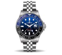Lorenz Special Edition Gmt Two Tone 030257BB Herrenuhr GMT Automatik Armbanduhr mit Edelstahlarmband bis 200 Meter, blau, Modern Uhr