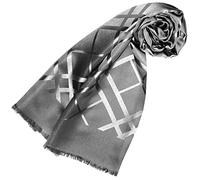 Lorenzo Cana Damen Schal aus 100% Seide aufwändig jacquard gewebt Damast Seidenschal Seidentuch Tuch grau silber 25 cm x 160 cm - 89211