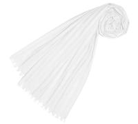 Lorenzo Cana Damen Schal aus feinster Baumwolle mit Seide aufwändig jacquard gewebte dezente Webstreifen Naturfaser Schaltuch Tuch weiss 55 cm x 180 cm - 89228