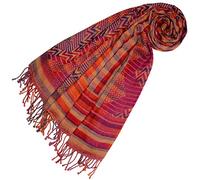 Lorenzo Cana Damenschal Pashmina Schaltuch aus 90% Baumwolle mit 10% Wolle Stola Damenschal Naturfaser Schal Markenschal Fransen gewebt 70 x 180 cm 78514