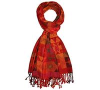 Lorenzo Cana Herren Schal Rottöne Schaltuch aus 90% Baumwolle mit 10% Wolle Herrenschal Naturfaser Markenschal mit Fransen gewebt 70 cm x 180 cm