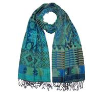 Lorenzo Cana Herrenschal Schaltuch aus 90% Baumwolle mit 10% Wolle Herrenschal Naturfaser Schal Markenschal Fransen gewebt Türkis Mehrfarbig 70 x 180 cm 7869911