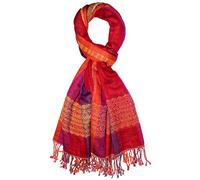 Lorenzo Cana Herrenschal Schaltuch aus 90% Baumwolle mit 10% Wolle Naturfaserschal Markenschal mit Fransen gewebter Männerschal in Rot Tönen 70 cm x 180 cm - 7851311