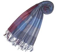 Lorenzo Cana Luxus Damen Pashmina Schal Schaltuch 50% Kaschmir 50% Wolle Stola Tuch Damenschal Damentuch Blau Weiss Rot 78633