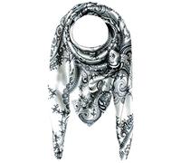 Lorenzo Cana Luxus Damen Seidentuch aufwändig bedrucktes Tuch schwarz weiss 100% Seide 100 cm x 100 cm Damentuch Schaltuch Geschenk Idee für Frauen 89005
