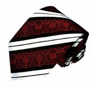 Lorenzo Cana - Luxus Designer Krawatte aus 100% Seide - Barock Seidenkrawatte Rot Schwarz Weiss Streifen Barock - 84214