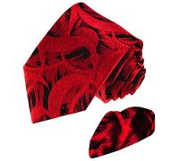 Lorenzo Cana - Luxus Paisley Set aus 100% Seide - Krawatte mit Einstecktuch - Schwarz Rot - 8448501