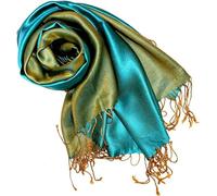 Lorenzo Cana Luxus Pashmina Damenschal Wendeschal 70% Seide 30% Viskose Schaltuch 70 cm x 190 cm zweifarbig tuerkis gruener Schal Stola Umschlagtuch wendbar Doubleface 7806077