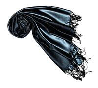 Lorenzo Cana Luxus Pashmina Damenschal Wendeschal 70% Seide 30% Viskose Schaltuch 70 cm x 190 cm zweifarbig grau schwarzer Schal Stola Umschlagtuch wendbar Doubleface 7806177