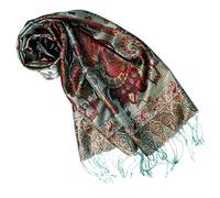 Lorenzo Cana Luxus Seidenschal für Frauen Schal 100% Seide gewebt Damenschal elegant Paisley Muster Mehrfarbig, Graugrün-mehrfarbig, 35 x 160 cm
