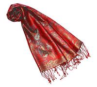 Lorenzo Cana Luxus Seidenschal für Frauen Schal 100% Seide gewebt Damenschal elegant Paisley Muster Mehrfarbig, Türkis-rostrot, 35 x 160 cm