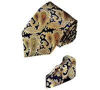 Lorenzo Cana - Marken 2er Set - Blau Gold Krawatte und Einstecktuch - Paisleymuster 100% Seide - 1202501