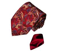 Lorenzo Cana - Markenset aus 100% Seide - Rot blau Paisley Seidenkrawatte mit weinrotem Eintstecktuch - 3602001