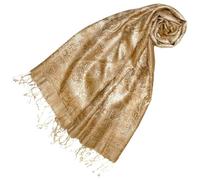 Lorenzo Cana Pashmina Damen Schal Schaltuch jacquard gewebt 100% Seide Paisley Muster Seidenschal Seidentuch Gold Beige 78654