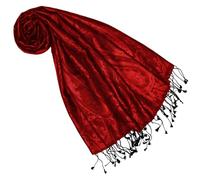 Lorenzo Cana Pashmina Damen Schal Schaltuch jacquardgewebt 100% Seide - 70 cm x 190 cm Paisleymuster Seidenschal Seidentuch rot Ton in Ton 7861077