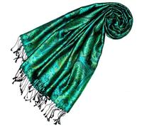 Lorenzo Cana Pashmina Damenschal, jacquard gewebtes Schaltuch aus100% Seide Paisley Muster Seidenschal Seidentuch 78658