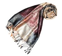 Lorenzo Cana Pashmina Damenschal Schaltuch jacquard gewebt aus 100% Seide, 70 cm x 190 cm Paisleymuster Braun Beige Seidenschal Seidentuch Seidenpashmina 78079
