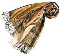 Lorenzo Cana Pashmina Damenschal Schaltuch jacquard gewebt aus 100% Seide 70 x 190 cm Paisleymuster Seidenschal Seidentuch harmonische Braun Gold Farben 78080