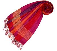 Lorenzo Cana Pashmina Schaltuch aus 90% Baumwolle mit 10% Wolle Stola Damenschal Naturfaser Schal Markenschal Fransen gewebt 70 x 180 cm