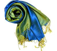 Lorenzo Cana Pashmina Wendeschal 60% Seide 40% Viskose Schaltuch 65 x 190 cm zweifarbig Schal Stola wendbar Doubleface Blau Grün 78726