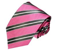 Lorenzo Cana - rose grau silber weiß gestreifte Seidenkrawatte - Streifen Krawatte aus 100% Seide - 84314