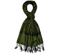 Lorenzo Cana Schal Schaltuch jacquardgewebtes Paisleymuster, 70 cm x 180 cm, Tuch mit Fransen aus Naturfaser, Grün Schwarz 9332411