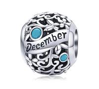 Lorrifal December 925 Sterling Silber Original Geburtsstein Charms passend für Pandora Armbänder Geburtstag Geschenk für Frauen Mädchen Mutter Tochter