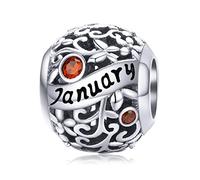 Lorrifal Januar January 925 Sterling Silber Original Geburtsstein Charms passend für Pandora Armbänder Geburtstag Geschenk für Frauen Mädchen Mutter Tochter