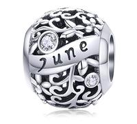 Lorrifal Juni June 925 Sterling Silber Original Geburtsstein Charms passend für Pandora Armbänder Geburtstag Geschenk für Frauen Mädchen Mutter Tochter