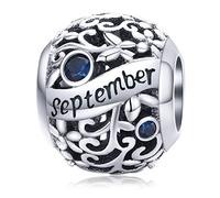 Lorrifal September 925 Sterling Silber Original Geburtsstein Charms passend für Pandora Armbänder Geburtstag Geschenk für Frauen Mädchen Mutter Tochter