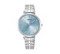 LORUS Damen Analog Quarz Uhr mit Edelstahl Armband,Silber/Blau