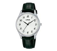 LORUS Damen Analog Quarz Uhr mit Leder und Metall Armband,Silber/Blau