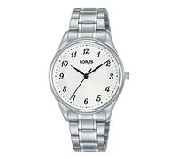 LORUS Damen Analog Quarz Uhr mit Leder und Metall Armband,Silber/Blau