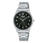 LORUS Damen Analog Quarz Uhr mit Leder und Metall Armband,Silber/Schwarz