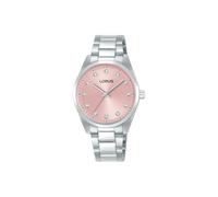 Quarzuhr LORUS, silber (silberfarben, rosa), Armbanduhren, Damen, Quarzuhr, Armbanduhr, Damenuhr, Edelstahlarmband, analog, Glaskristalle (40859765-0) silberfarben, rosa