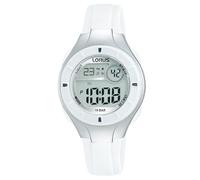 Lorus Digitale Multifunktionsuhr für Kinder, 100 m (31 mm), digitales Zifferblatt/weißes PU-Armband R2349PX9