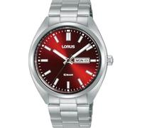 Lorus Herren Analog Quarz Uhr mit Edelstahl Armband,Silber/Rot
