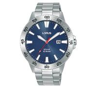 Lorus Herren-Armbanduhr mit 3 Pont. Solar MST, Blaue Quarzuhr, Silber, Armband