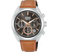 Lorus Herrenuhr Chronograph (96946507-0) – Quarz, Edelstahl, Lederarmband – braun/schwarz