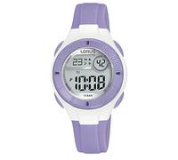 LORUS Kinder Digital Quarz Uhr mit Silikon Armband,Lila-weiß