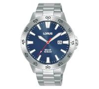 Lorus Solar Sports RX341AX9 Herren-Armbanduhr mit blauem Zifferblatt, Edelstahl-Armband, Silber, Klassisch