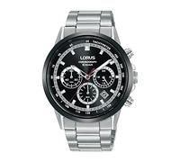 Lorus Sports Chronograph Quartz Black Dial Stainless Steel Bracelet Mens Watch RT397JX9