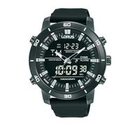 Lorus Sports RW661AX9 men's chronograph watch with black steel case and bracelet.