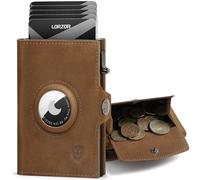 LORZOR AirTag Wallet mit XXL münzfach für 10+ Münzen, Slim Wallet AirTag, Geldbörse Herren Echtleder Portemonnaie, AirTag Portmonee Herren Geldbeutel, Kartenetui RFID schutz, Smart Wallet, Brieftasche