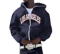 Los Angeles Hoodies Herren Full Zip Kapuzenjacke Oversized y2k Sweatjacke Leicht Pullover mit Kapuze Übergangsjacke Freizeitjacke Outwear für 2023 Herbst Winter