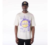 Los Angeles Lakers New Era Court Graphic NBA T-Shirt Beige - 2XL