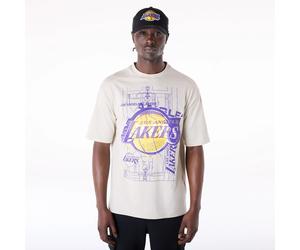 Los Angeles Lakers New Era Court Graphic NBA T-Shirt Beige - M