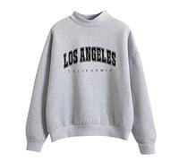 Los Angeles Pullover Damen Oversize- Sweatshirt Damen Ohne Kapuze,Langarmshirt Damen Rundhals Stehkragen Tshirt Locker Lässig Große Größen Langarm Oberteile Top T-Shirts für Frauen Teenager Mädchen